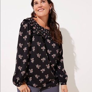 NWT LOFT Plus Mixed Floral Ruffle Yoke Blouse